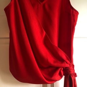 New York & Co Red Blouse with black lined